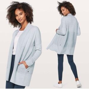 Lululemon MERINO WOOL Sweater Wrap Cardigan Sit In Lotus Powder Blue Size 6